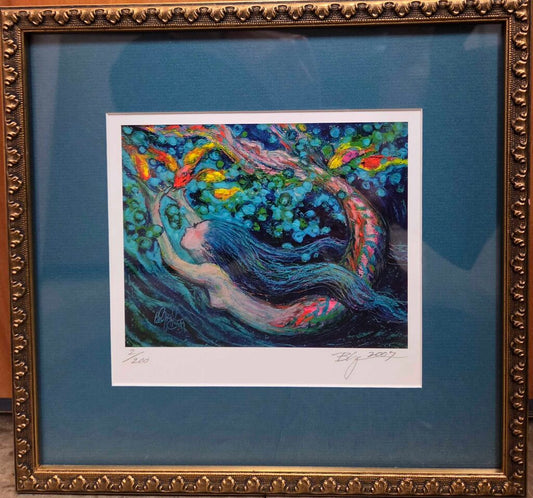 Mermaid and Fish - Print 2/200 by Barbara Yochum