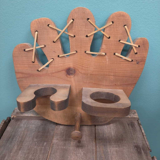 Wooden Baseball Glove Wall Hook