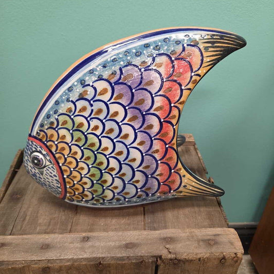 Hand Painted Ceramic Fish Sculpture