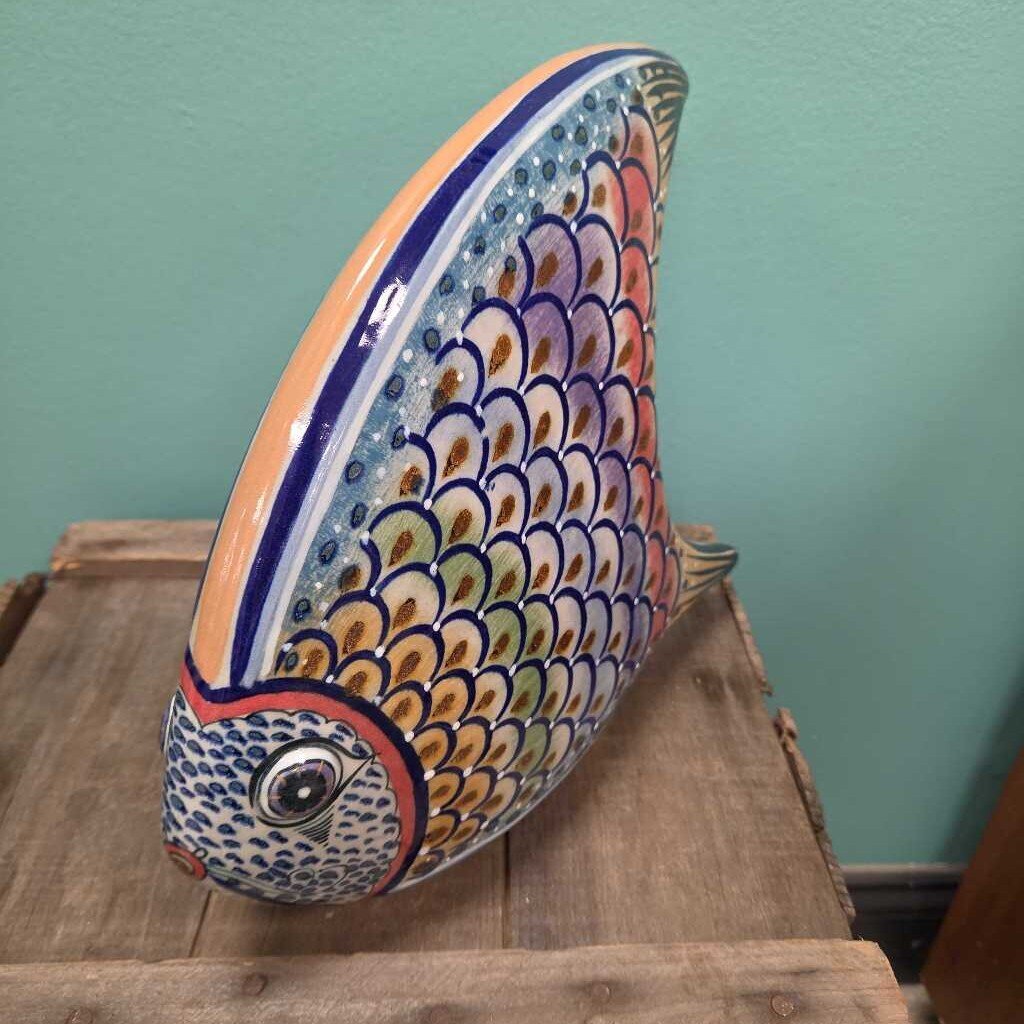 Hand Painted Ceramic Fish Sculpture