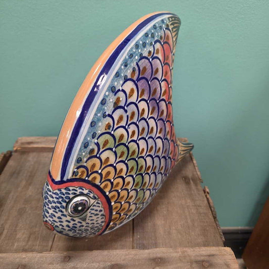 Hand Painted Ceramic Fish Sculpture