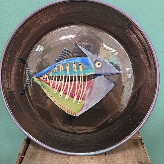 Hand Painted Ceramic Fish Round Serving Platter