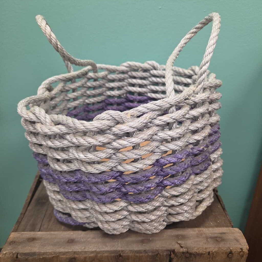 Authentic Maine Lobster Rope Basket Gray and Purple