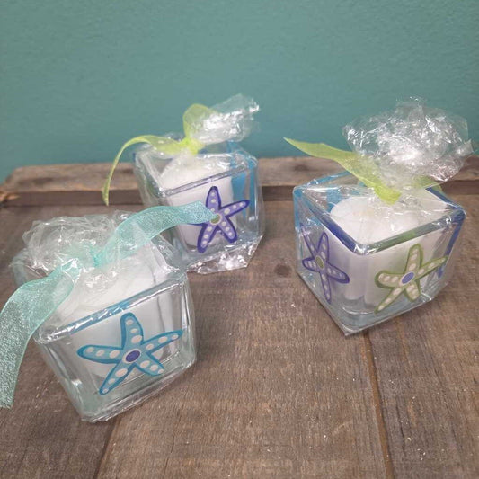 Wild Lupine Farm Hand Painted Starfish Tealights - Set of 3 - NEW