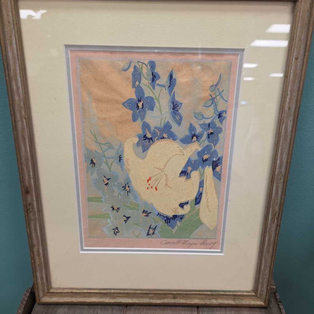 Original Signed Color Linoleum Cut Print by Carroll Thayer Berry