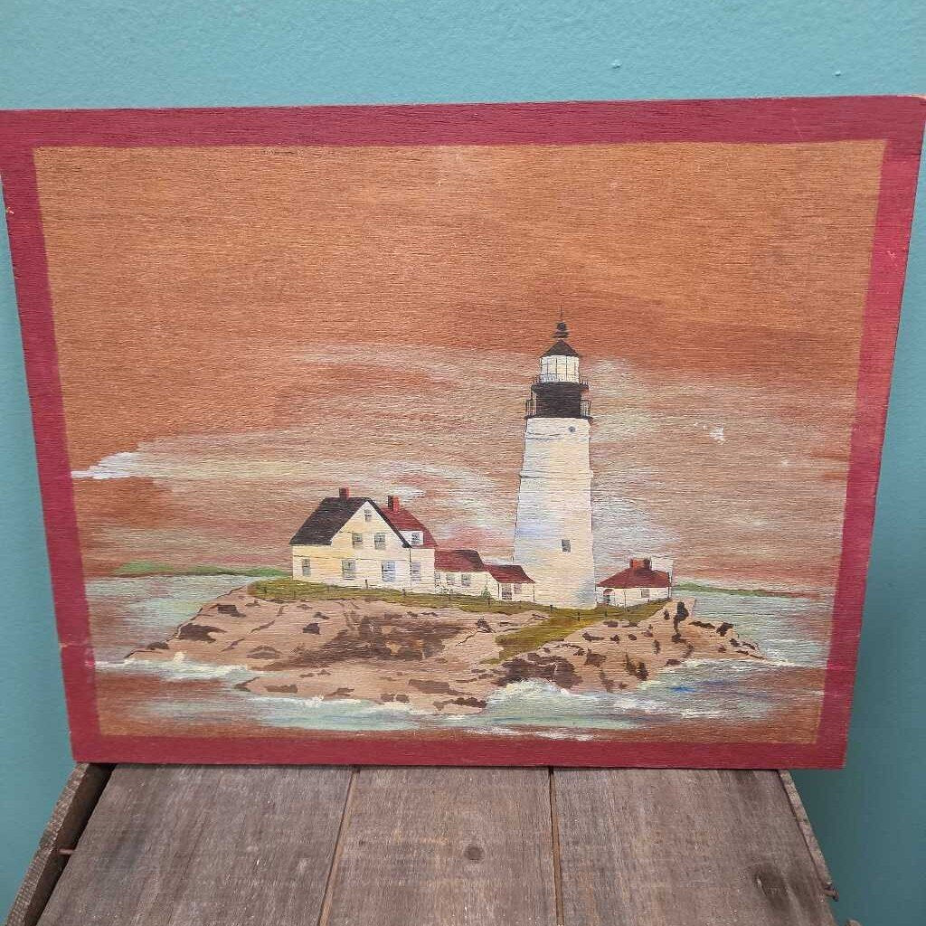 Portland Headlight - Hand Painted Oil on Wood