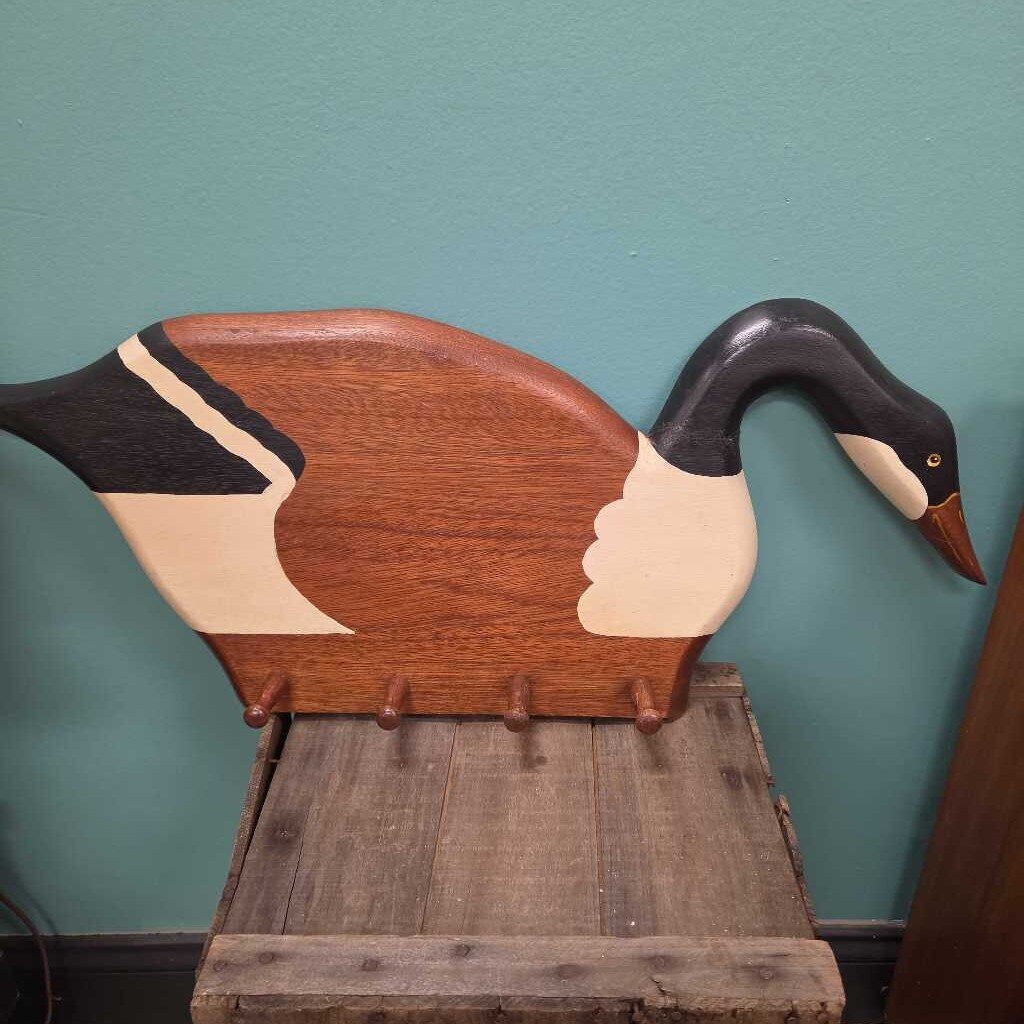 Wooden Hand Painted Goose Wall Coat Rack