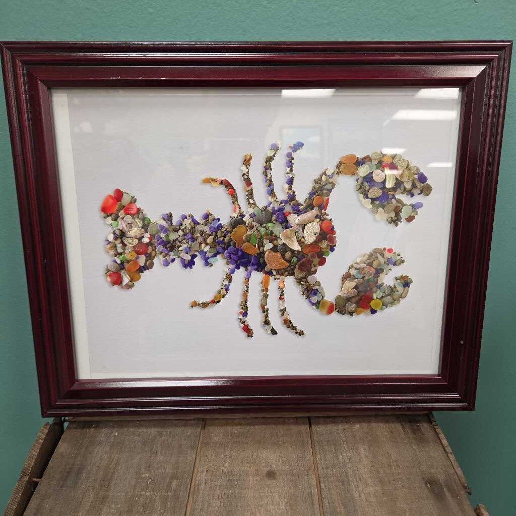 Seaglass Lobster Print - Framed