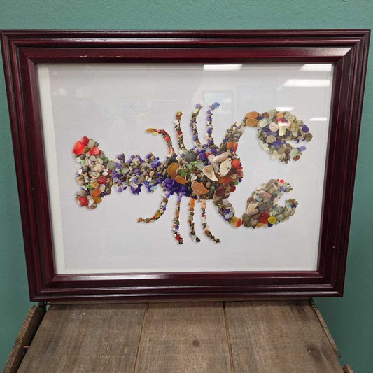 Seaglass Lobster Print - Framed
