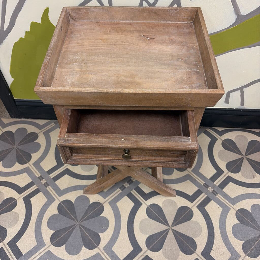 Wooden Accent Table with Drawer