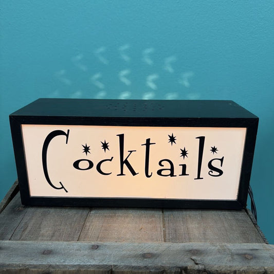 Pottery Barn Vintage "Cocktails" Light Sign