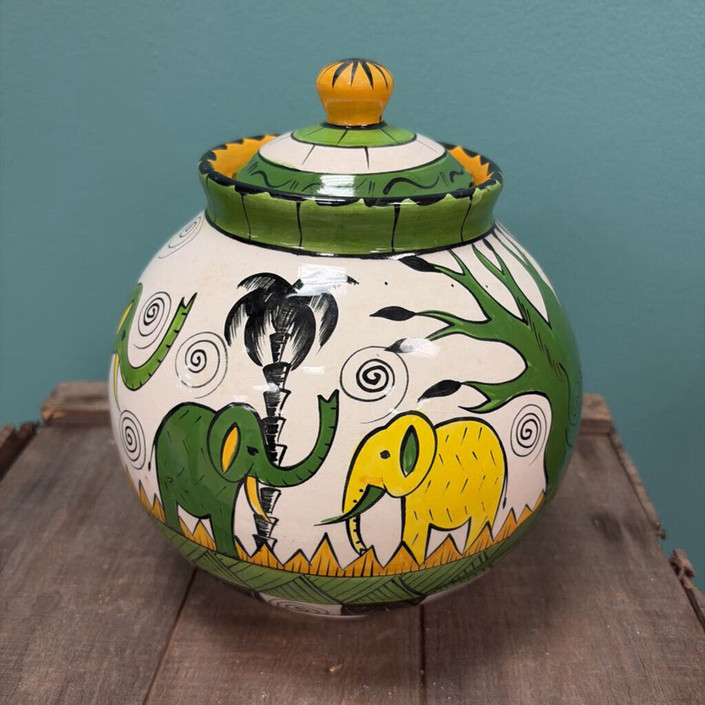 Penzo Decorative Hand-Painted Ceramic Jar, Zimbabwe