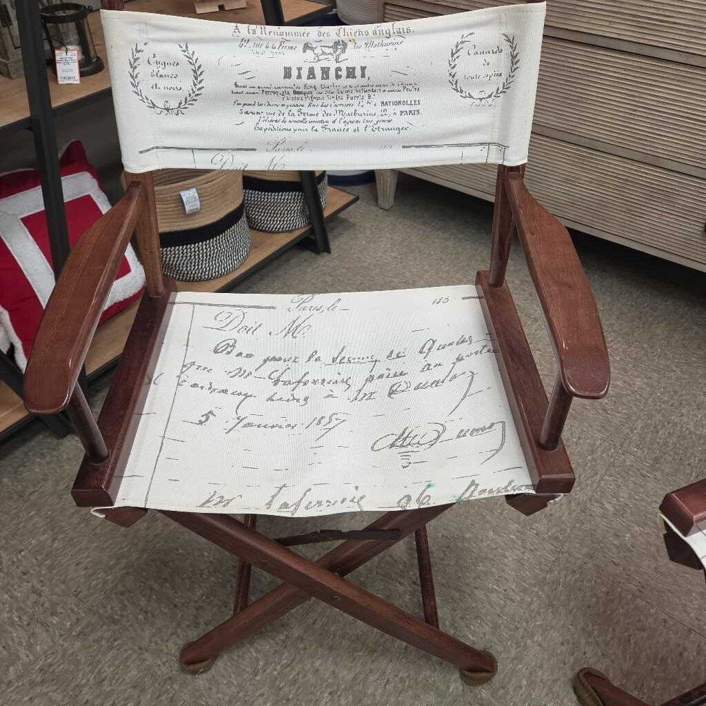 "Bianchi" Canvas Folding Director's Chait with Stained Wood Frame