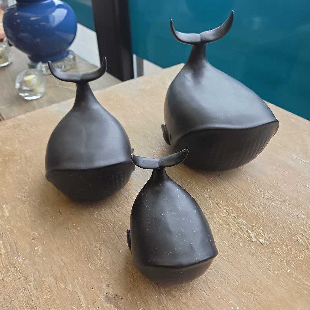 Black Ceramic Pudgy Whales - Set of 3
