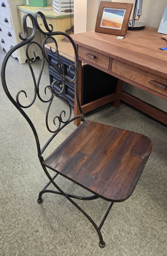 Vintage Metal and Wood Ice Cream Parlor Chair