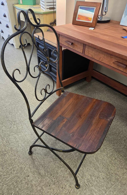 Vintage Metal and Wood Ice Cream Parlor Chair