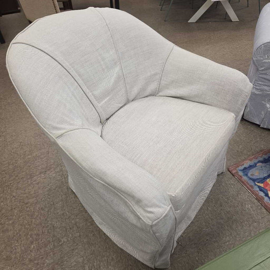 Ethan Allen Upholstered Swivel Chair with Linen Slipcover
