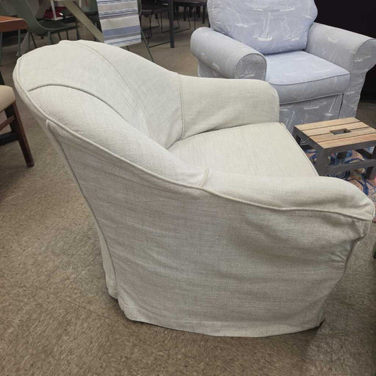 Ethan Allen Upholstered Swivel Chair with Linen Slipcover