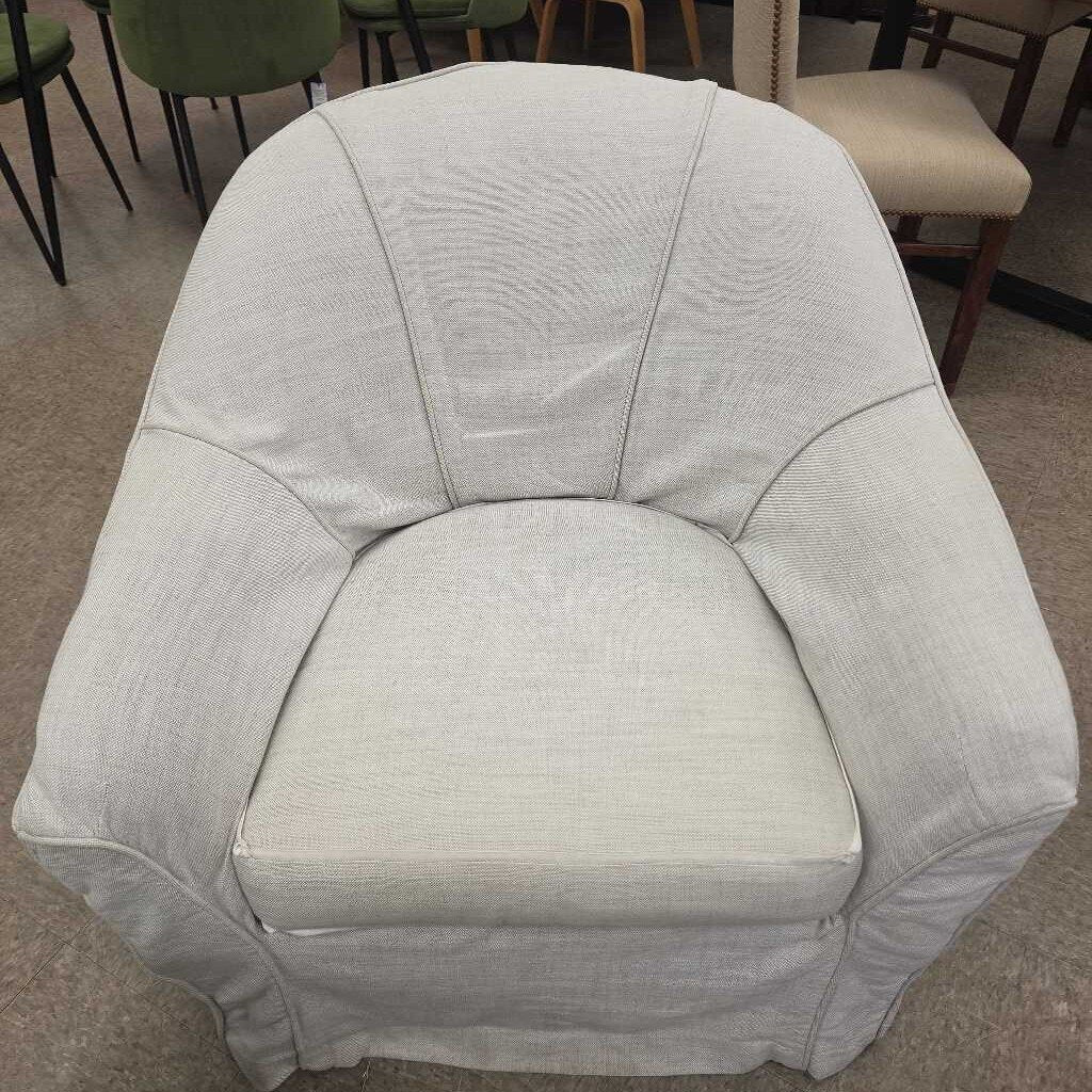 Ethan Allen Upholstered Swivel Chair with Linen Slipcover