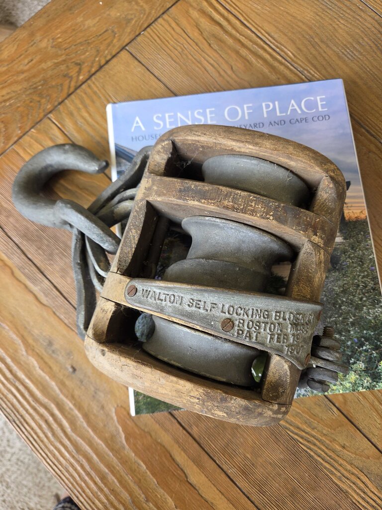 Authentic Iron and Wood 3-Wheel Pulley - Boston, MA