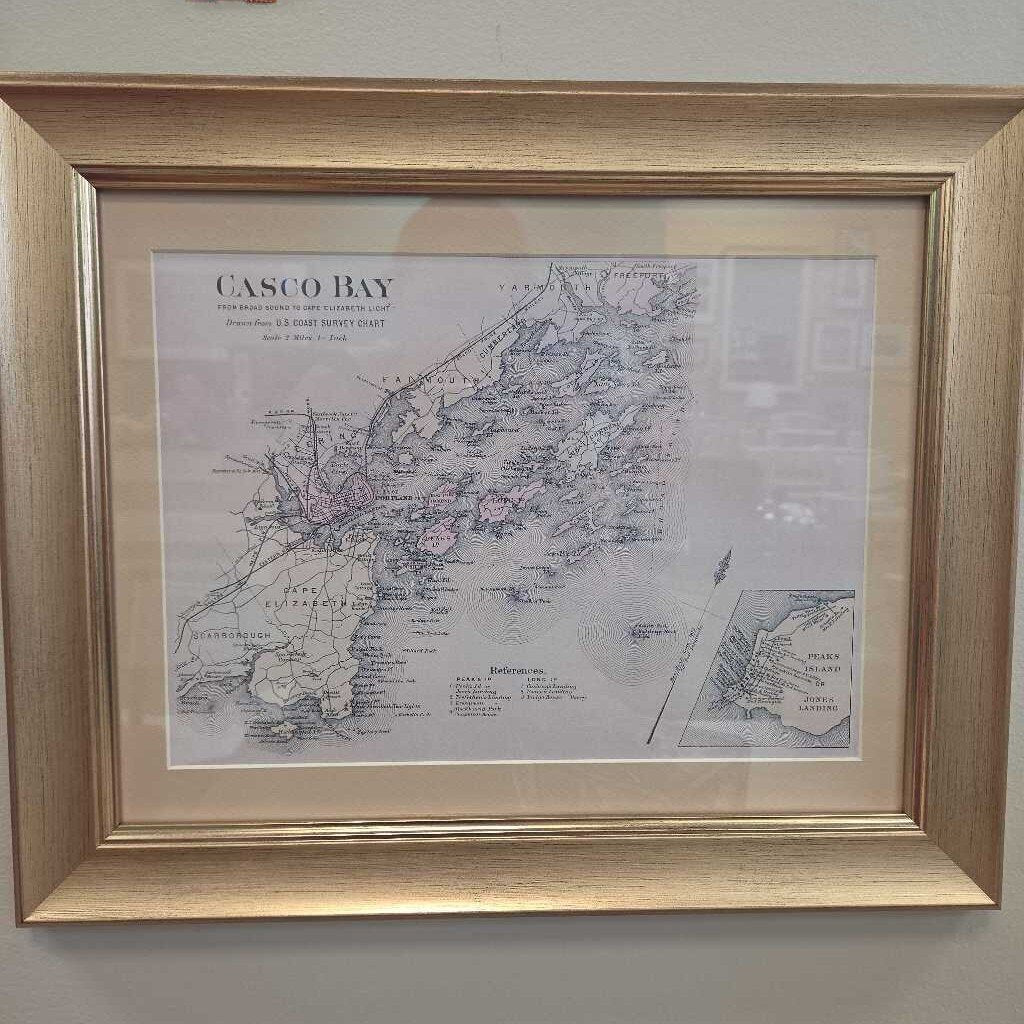 Custom Framed Casco Bay U.S. Coast Guard Survey Chart Print