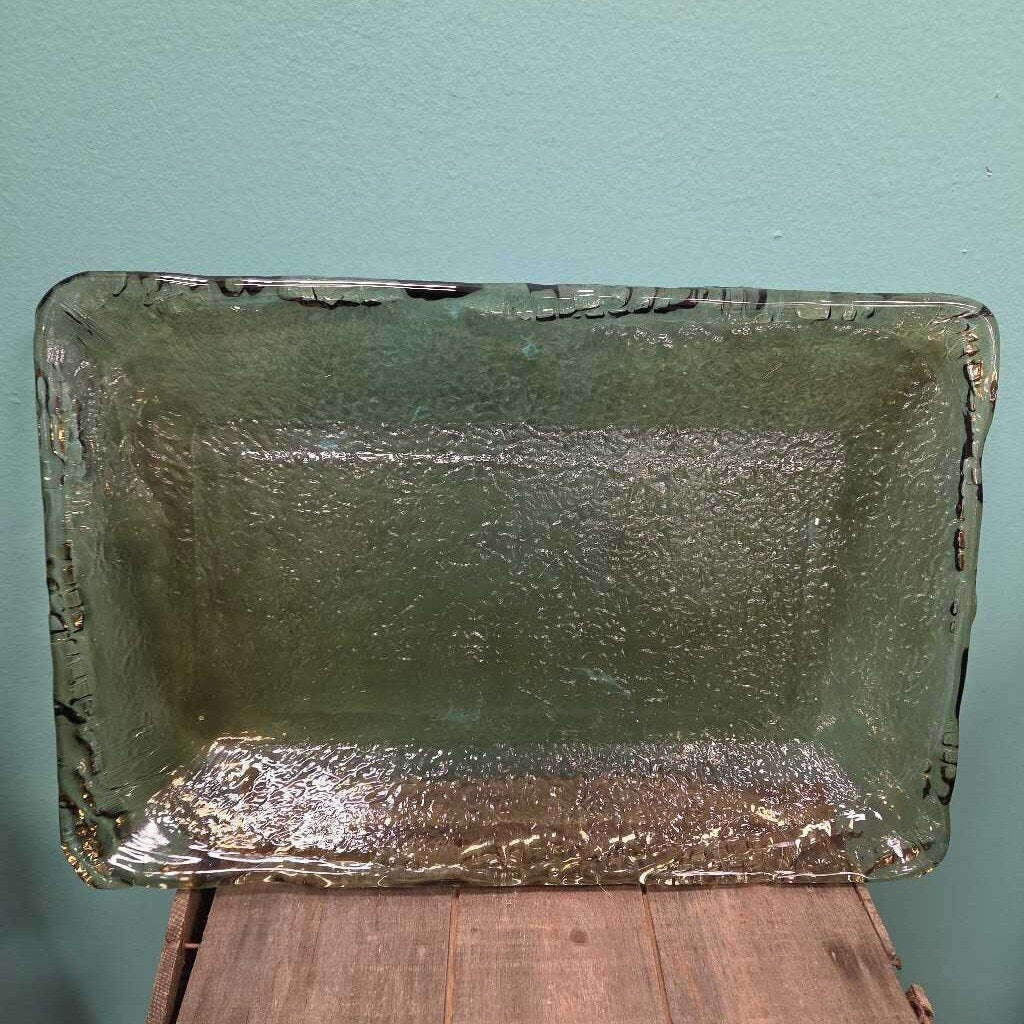 Rectangular Textured Glass Serving Tray