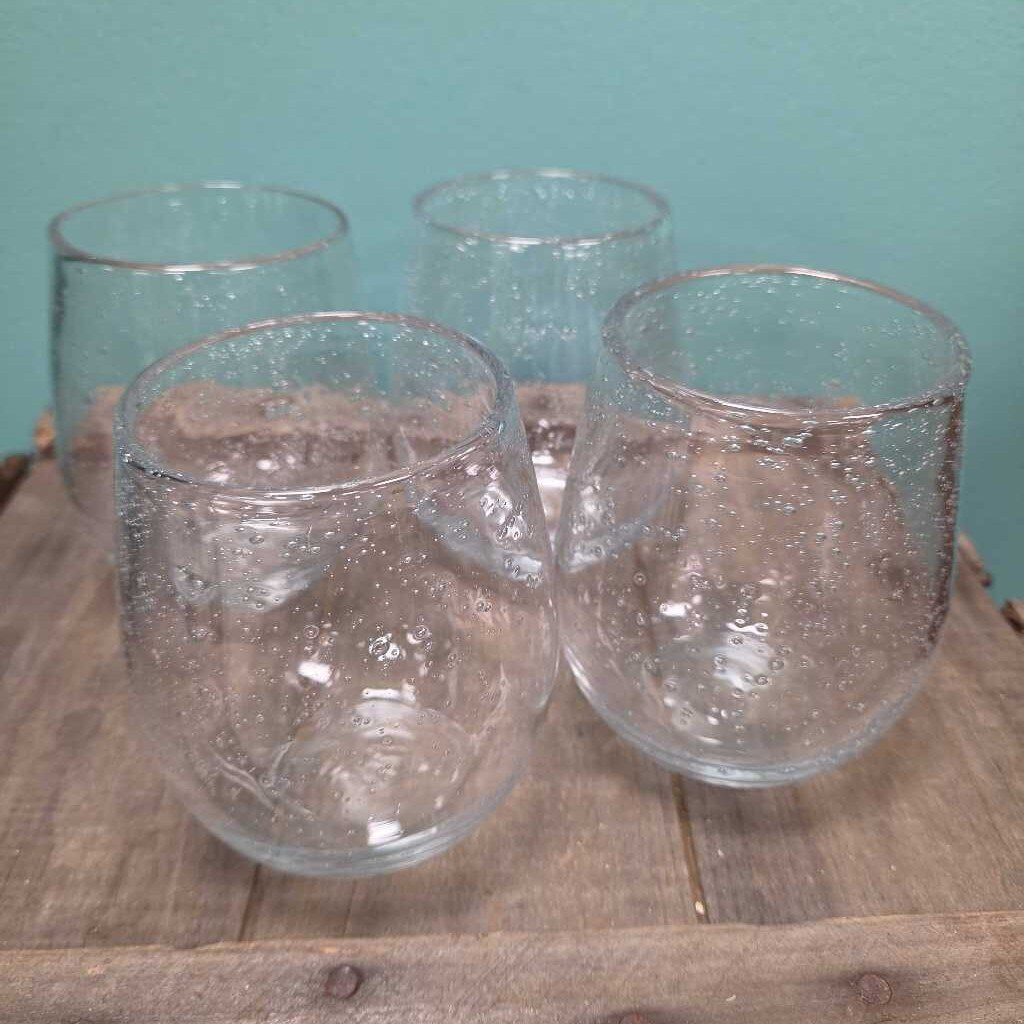 Bubble Glass Stemless Red Wine Glasses - Set of 4