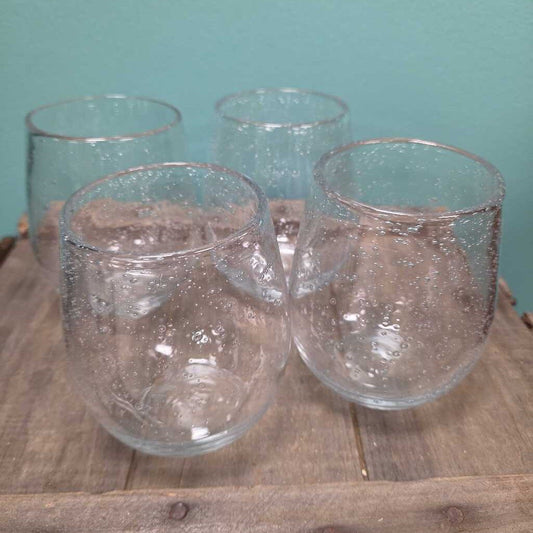 Bubble Glass Stemless Red Wine Glasses - Set of 4