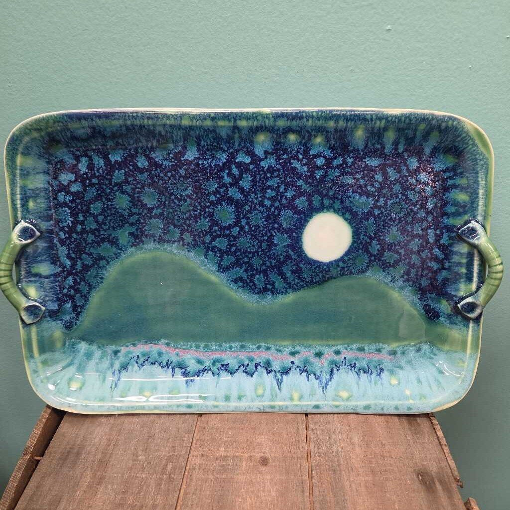 Rocky Mann Studio Art Pottery Serving Tray with Handles