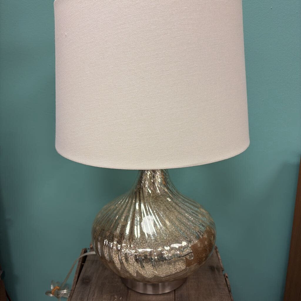 Modern Glass Table Lamp with White Shade