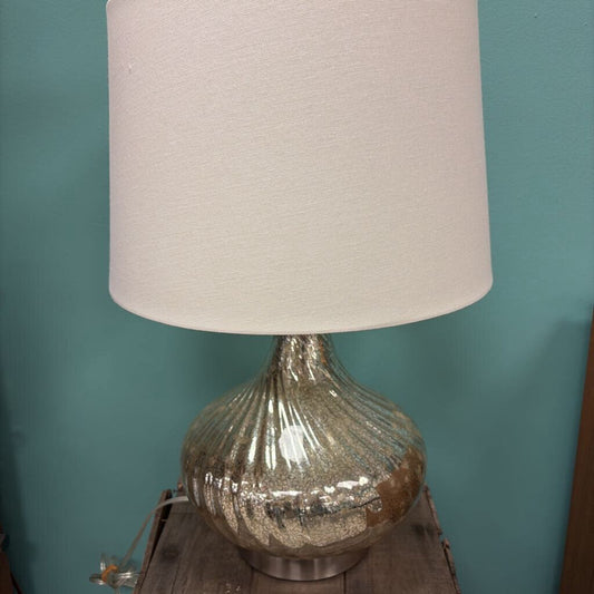 Modern Glass Table Lamp with White Shade