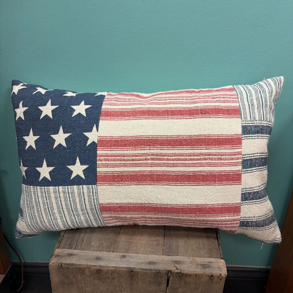 Pottery Barn American Flag Lumbar Pillow, Down-Filled