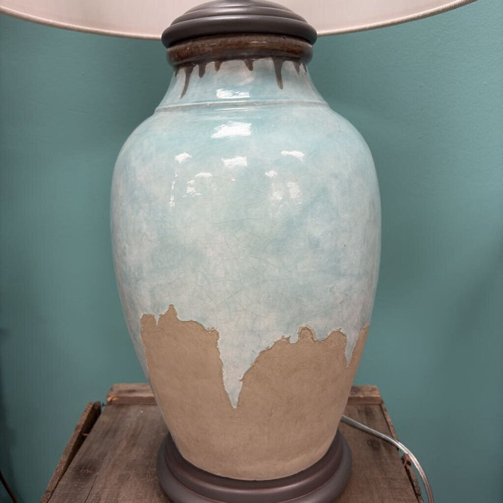 Currey & Co. Chatswood Blue-Green/Gray Table Lamp with Drum Shade