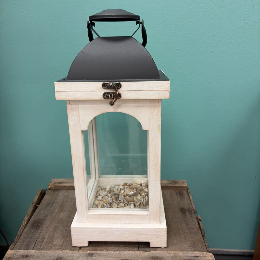 Wooden and Metal Lantern with Seashells