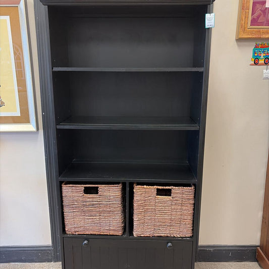Pier 1 Holton Black Wood Bookshelf with Baskets