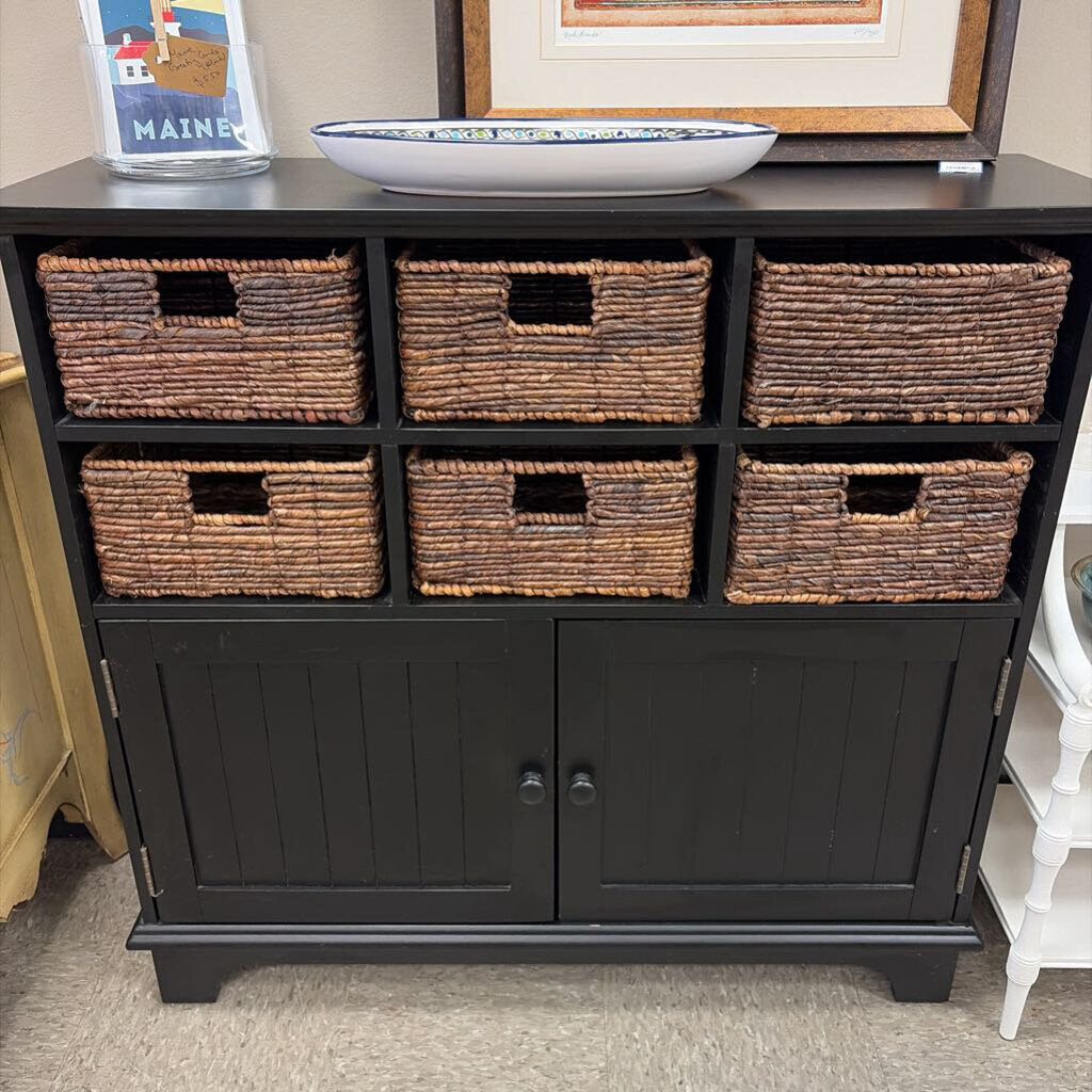 Pier 1 Holton Black Storage Cabinet with Baskets