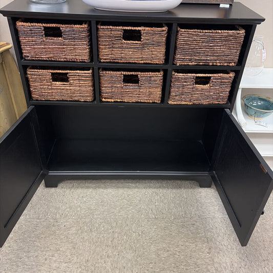 Pier 1 Holton Black Storage Cabinet with Baskets