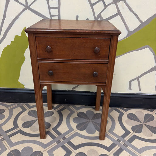 Vintage Wooden Nightstand with Drawers