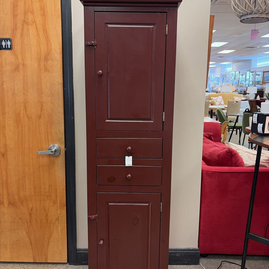 Painted Cranberry Tall Chimney Cupboard