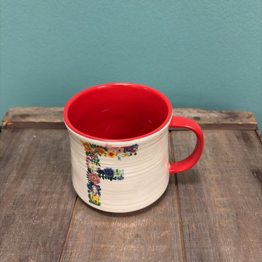 Nathalie Lete for Anthropologie Floral Initial Coffee Mug