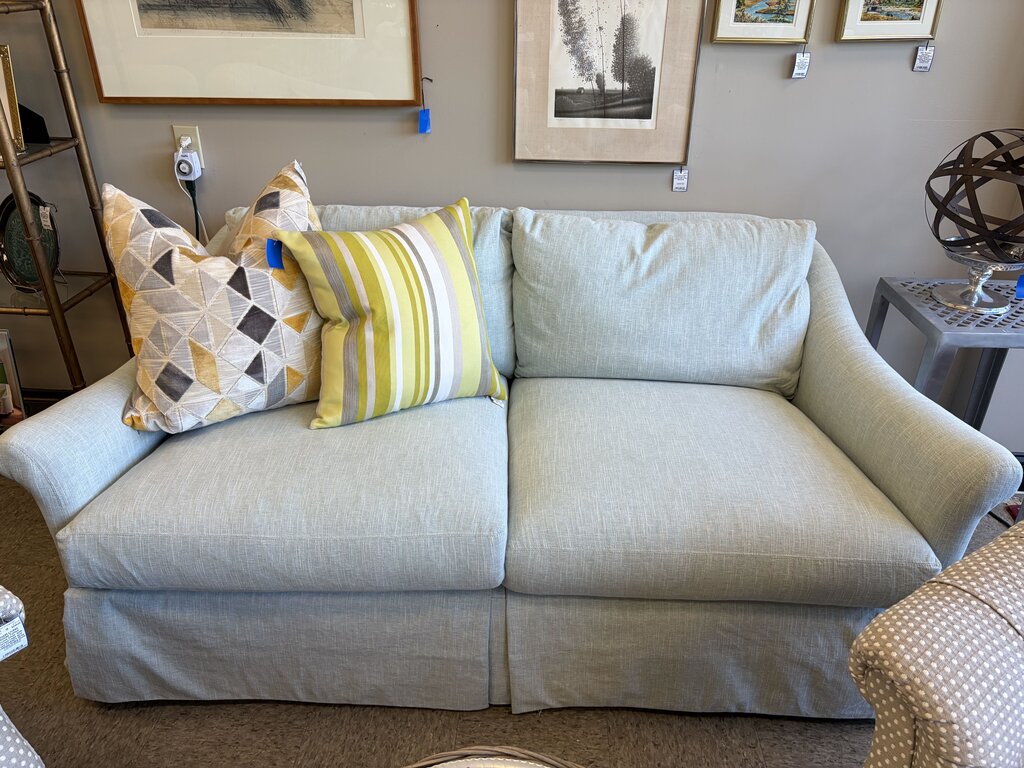 Amelie Coastal Sky Skirted Sofa from LEE Industries