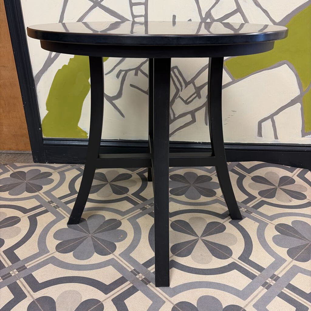 Round Copper-Top Side Table, Metal Legs