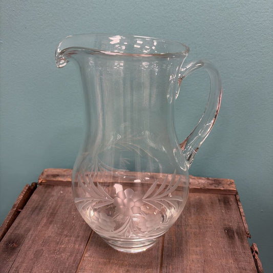 Elegant Etched Glass Pitcher