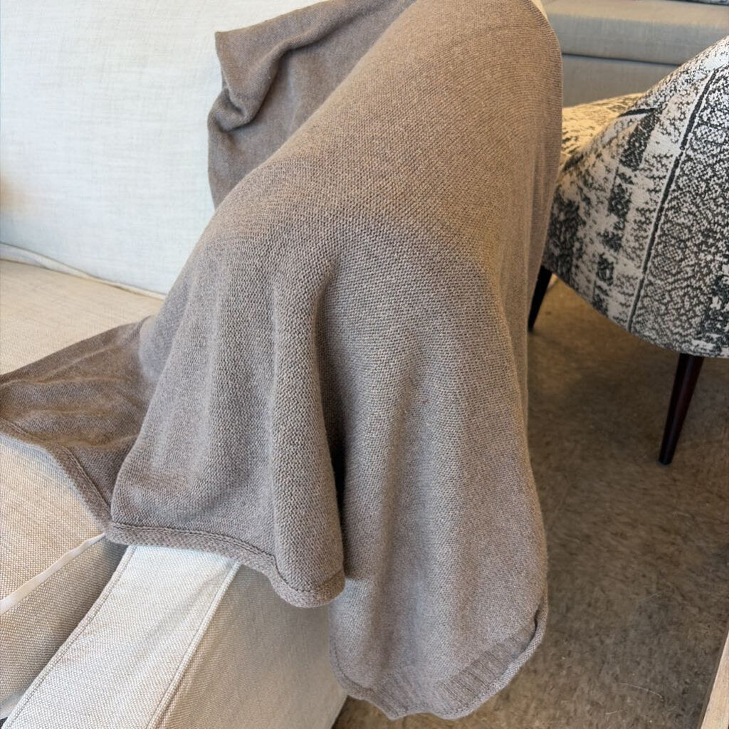 Jenni Kayne Brown Knit Blanket, Cotton/Cashmere