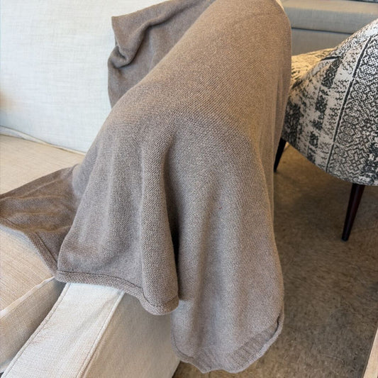 Jenni Kayne Brown Knit Blanket, Cotton/Cashmere