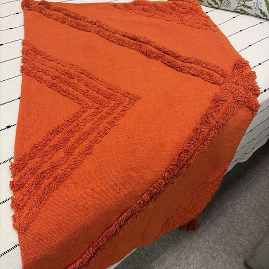 Orange Knitted Throw Blanket
