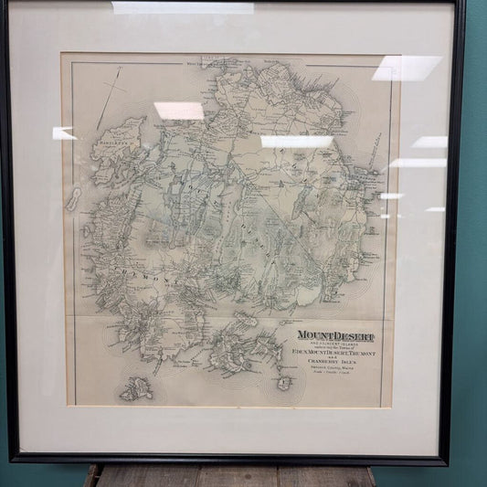 Framed Vintage Map of Mount Desert Island