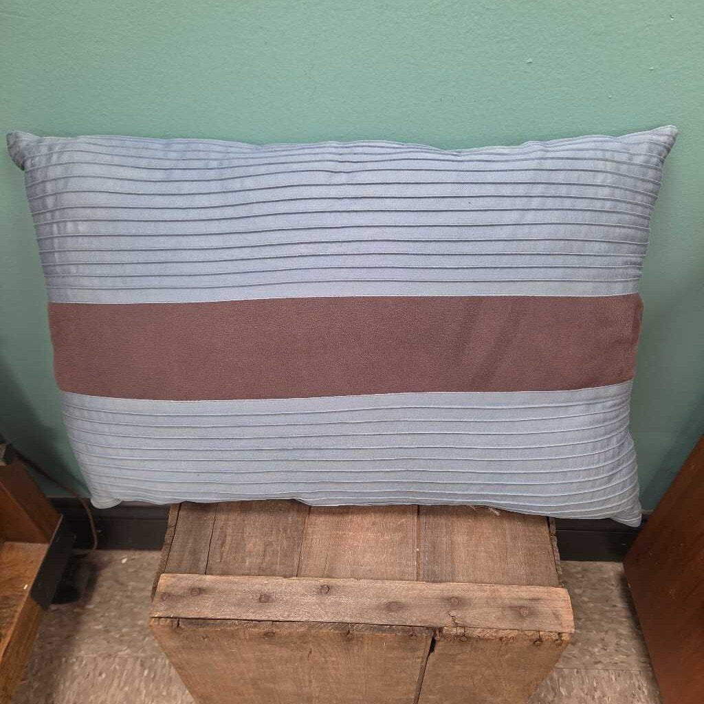Blue Textured Accent Pillow with Fleece Stripe