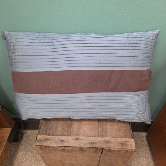 Blue Textured Accent Pillow with Fleece Stripe