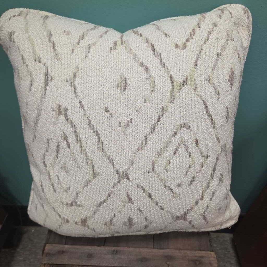 Upholstered Down Accent Pillow with Geometric Design